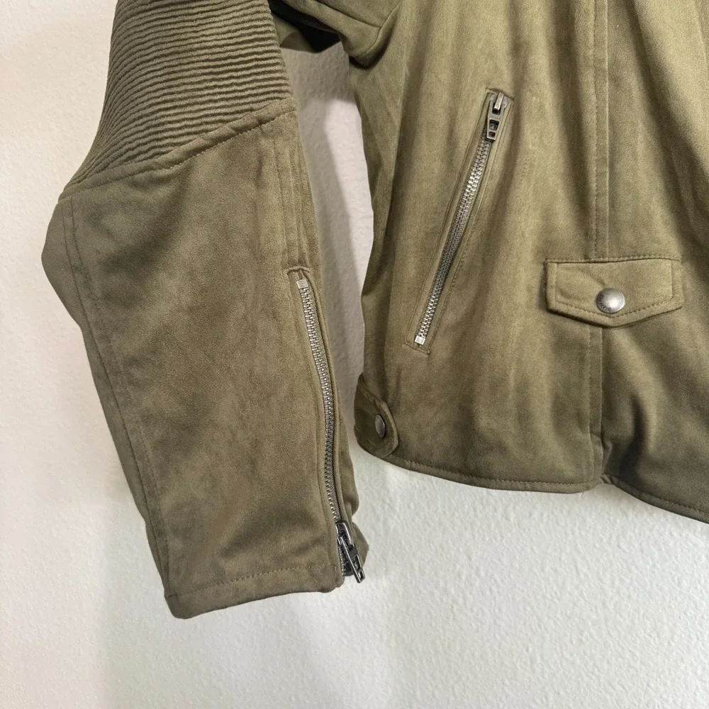 BLANKNYC Moto Jacket Women's Large Smokey Sage Asymmetrical Zip‎ Retro Biker